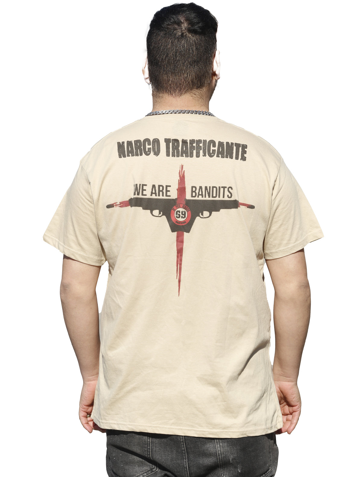 DPM69 T-shirt da uomo Design fatto a mano We are Bandits Narcos creme
