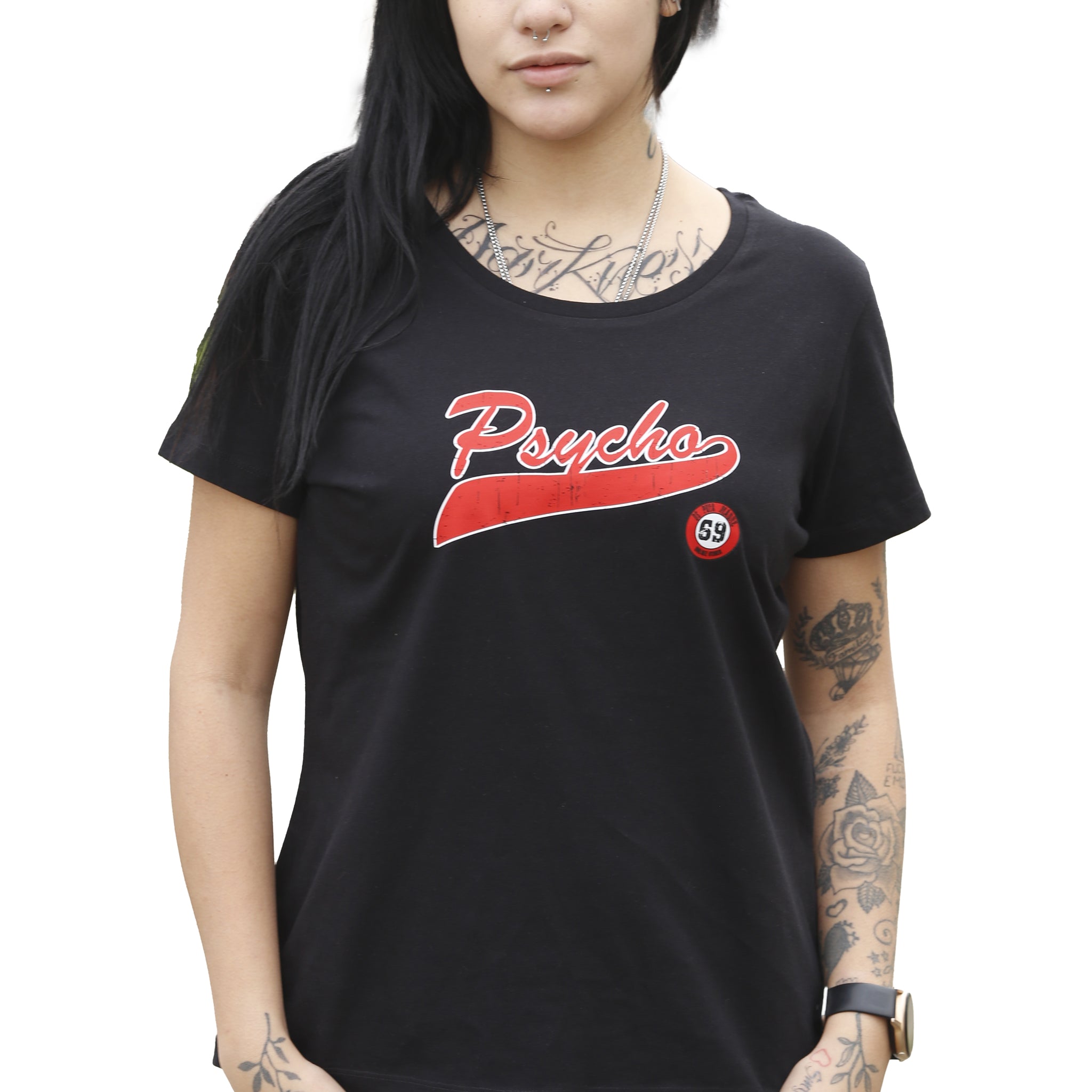 DPM69 T-shirt da donna disegno fatto a mano in italia    psycho girl