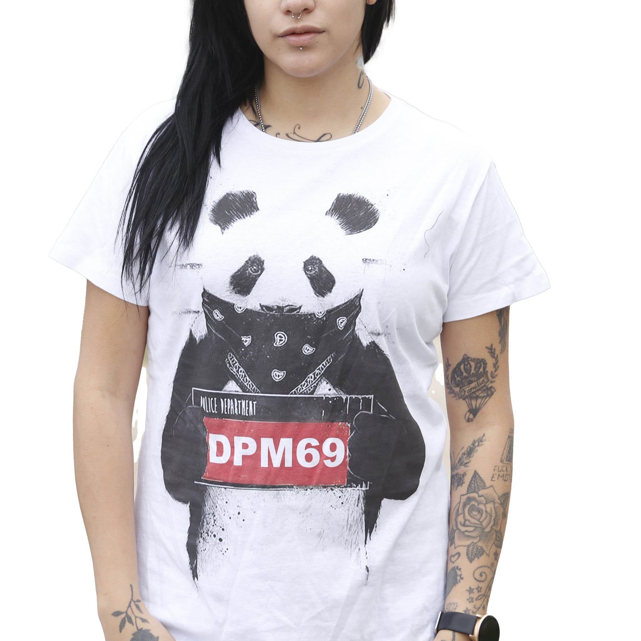 DPM69 T-shirt da donna disegno fatto a mano in italia  gangster bear