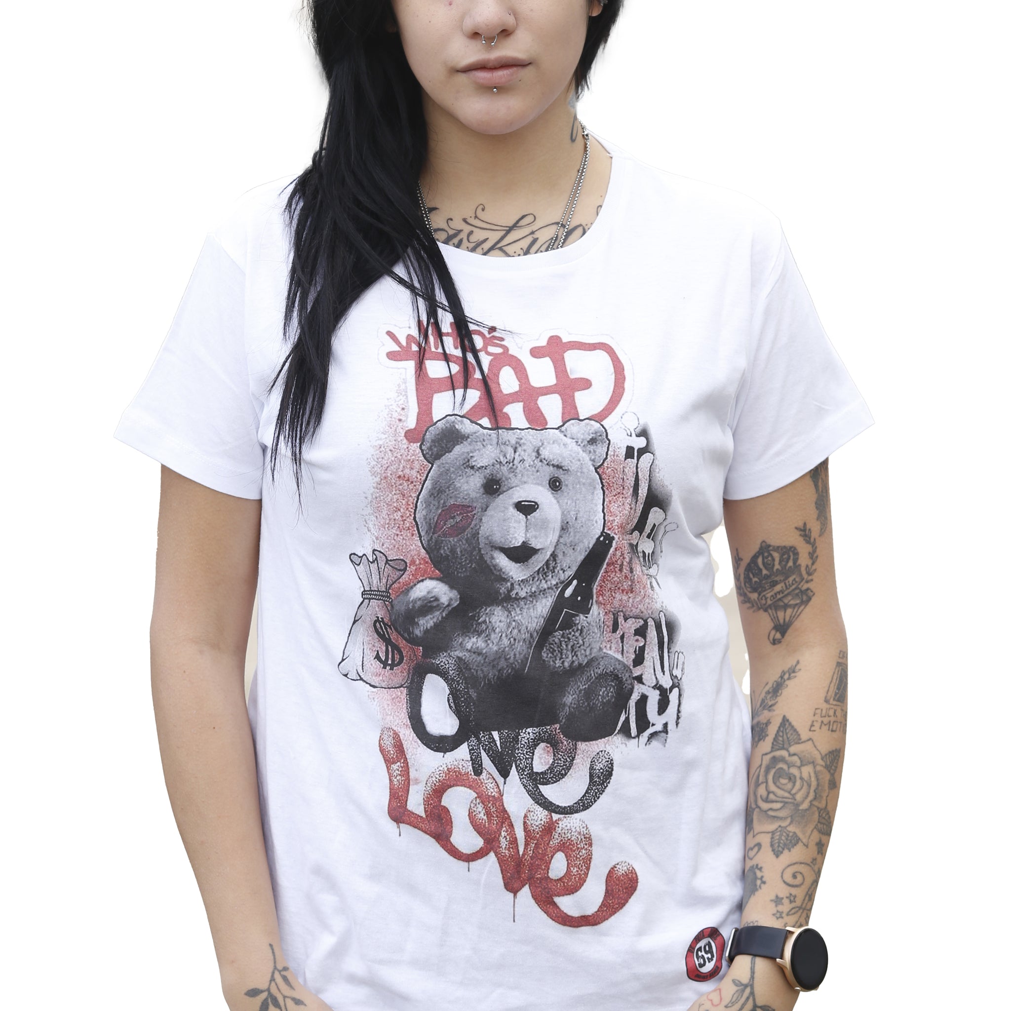 DPM69 T-shirt da donna disegno fatto a mano in italia Bad Love