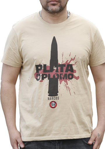 DPM69 T-shirt da uomo Design fatto a mano Narcos Plata o Plomo