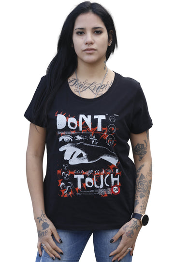 DPM69 T-shirt da donna disegno fatto a mano in italia DONT TOUCH