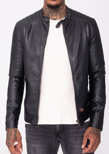 DPM Men's Leather Jacket Biker Style