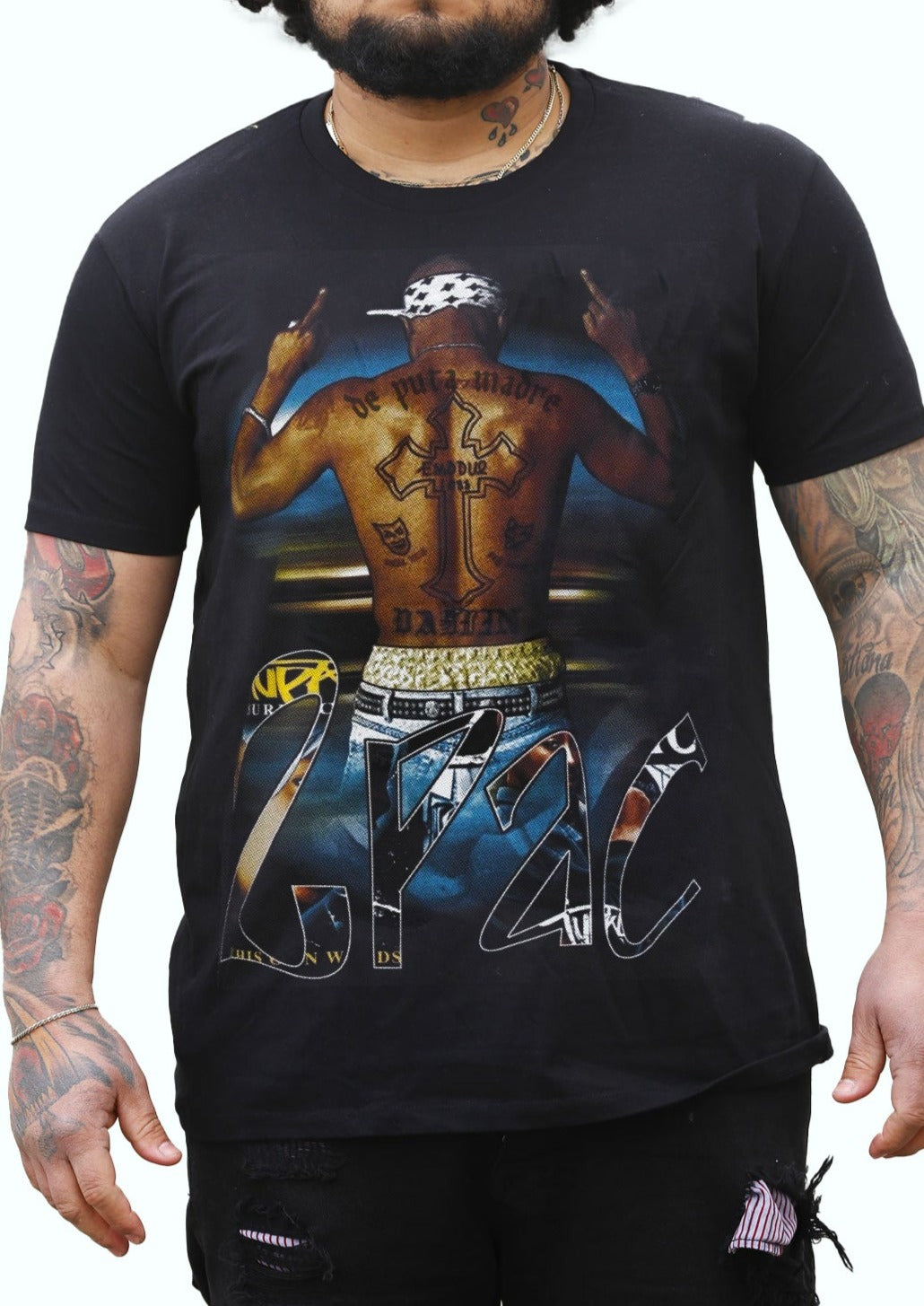 DPM69 T-shirt da uomo Design fatto a mano 2Pac Thug Life Exodus