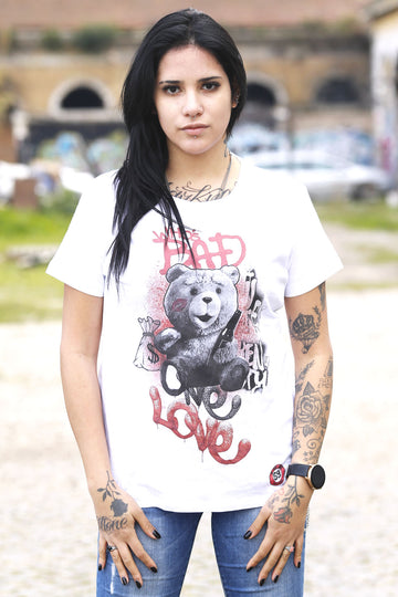 DPM69 T-shirt da donna disegno fatto a mano in italia Bad Love