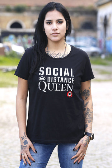 DPM69 Damen T-Shirt Handgefertigt in italien SOCIAL DISTANCE QUEEN