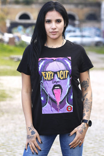 DPM69 T-shirt da donna disegno fatto a mano in italia EXPLICIT
