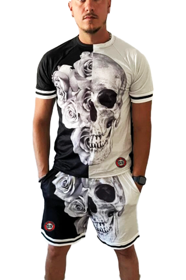 Dpm 69 Set Uomo 2 Pezzi T-Shirt + Pantaloncino The Skull Nation