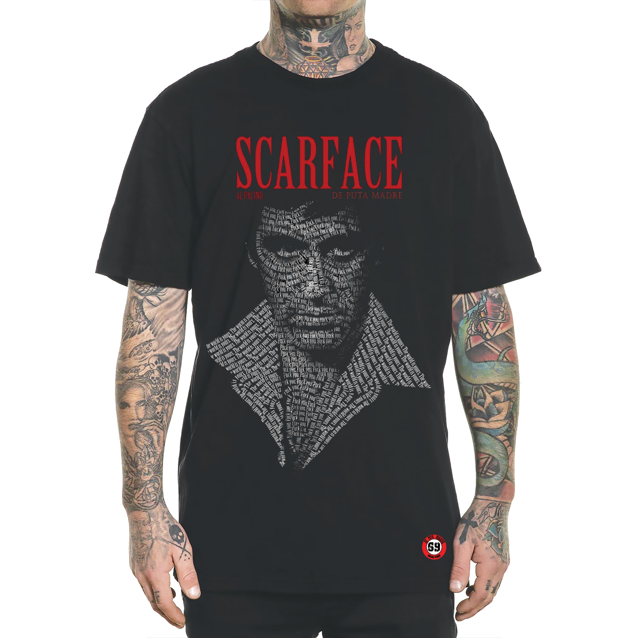 DPM69 T-Shirt Fatto a mano in Italia scarface the world is mine