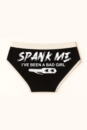 A Black Underwear With White Text